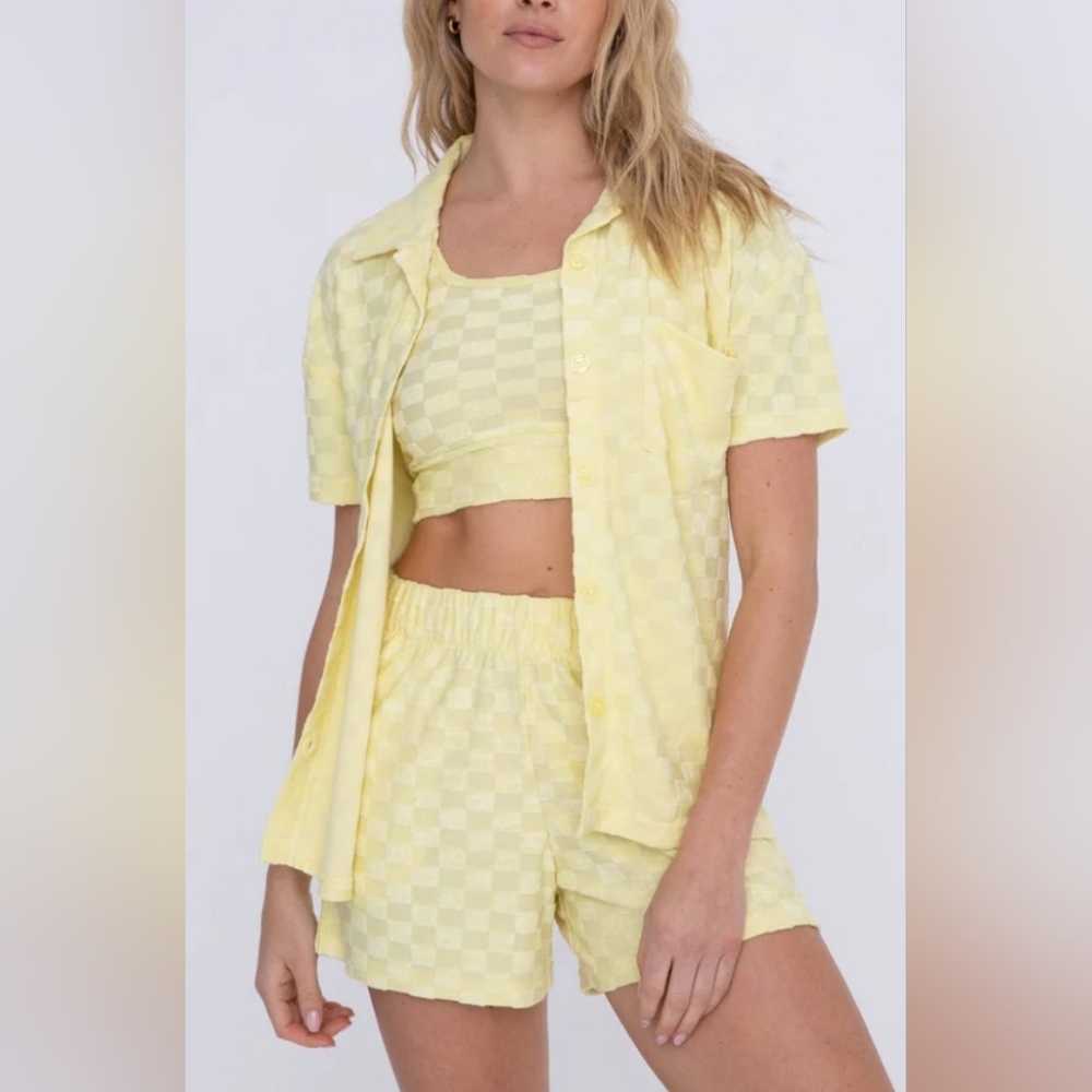 Terry cloth checkered 3 piece set